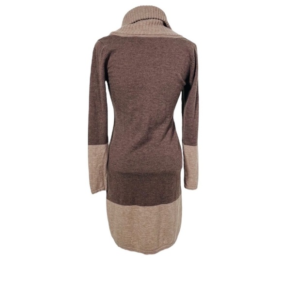 Athleta Brown/Tan Merino Extra Fine Wool Cowl-neck Sweater Dress Size XS - Picture 3 of 10